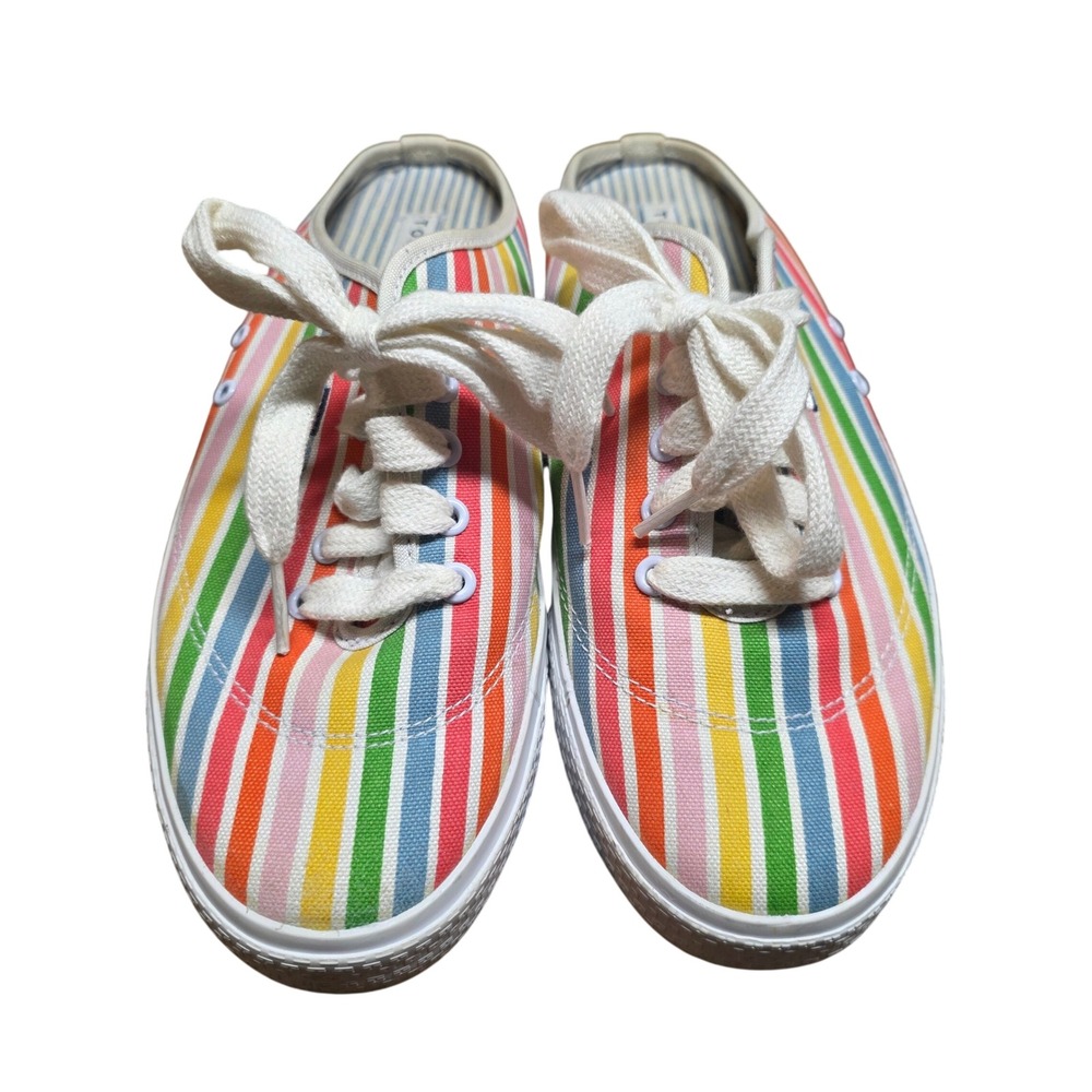 Tommy Hilfiger Women 8.5M Rainbow Stripe Canvas Mule Sneakers Multi Color Laces